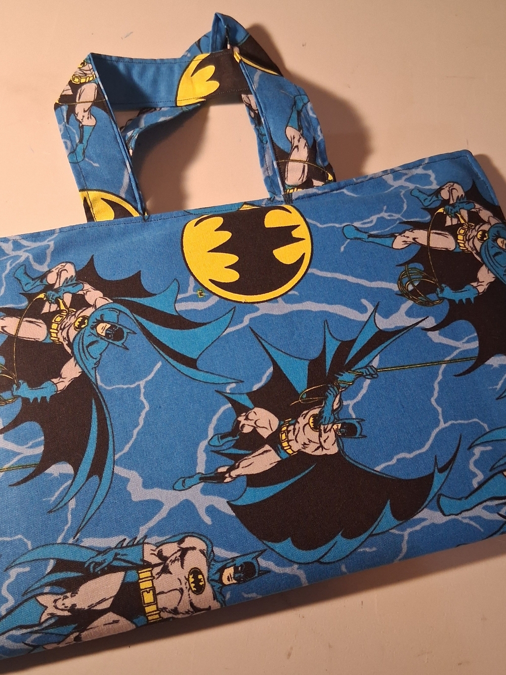 Blue Batman Print Crayon Tote With Paper Pocket